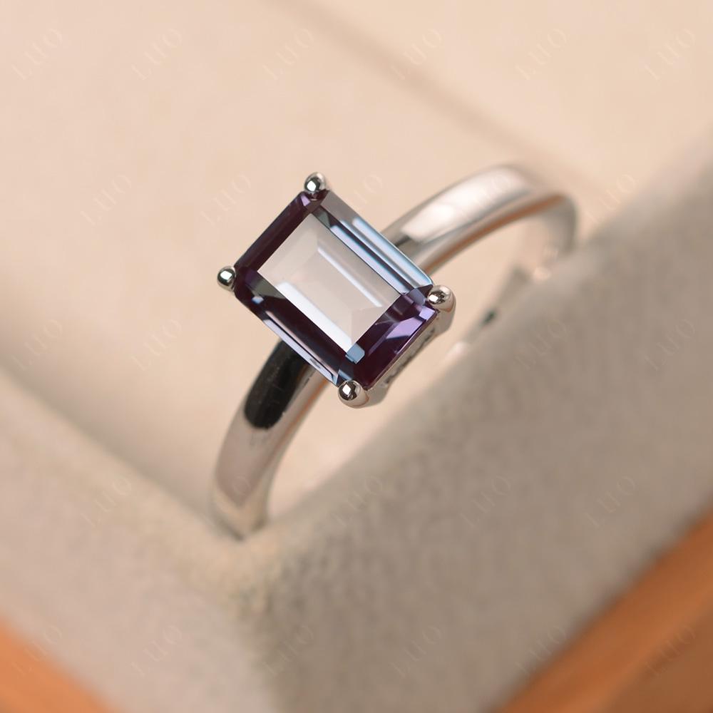 Emerald Cut Alexandrite Solitaire Engagement Ring - LUO Jewelry