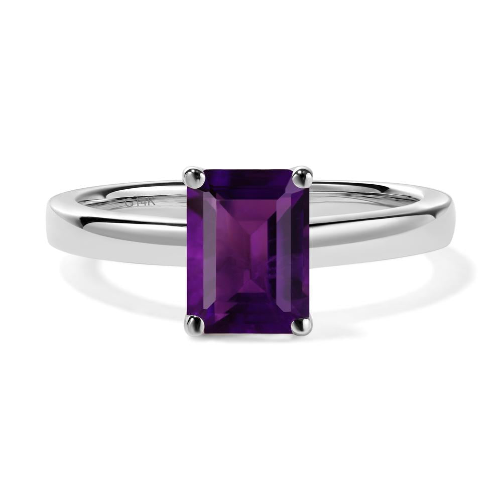 Emerald Cut Amethyst Solitaire Engagement Ring - LUO Jewelry #metal_14k white gold