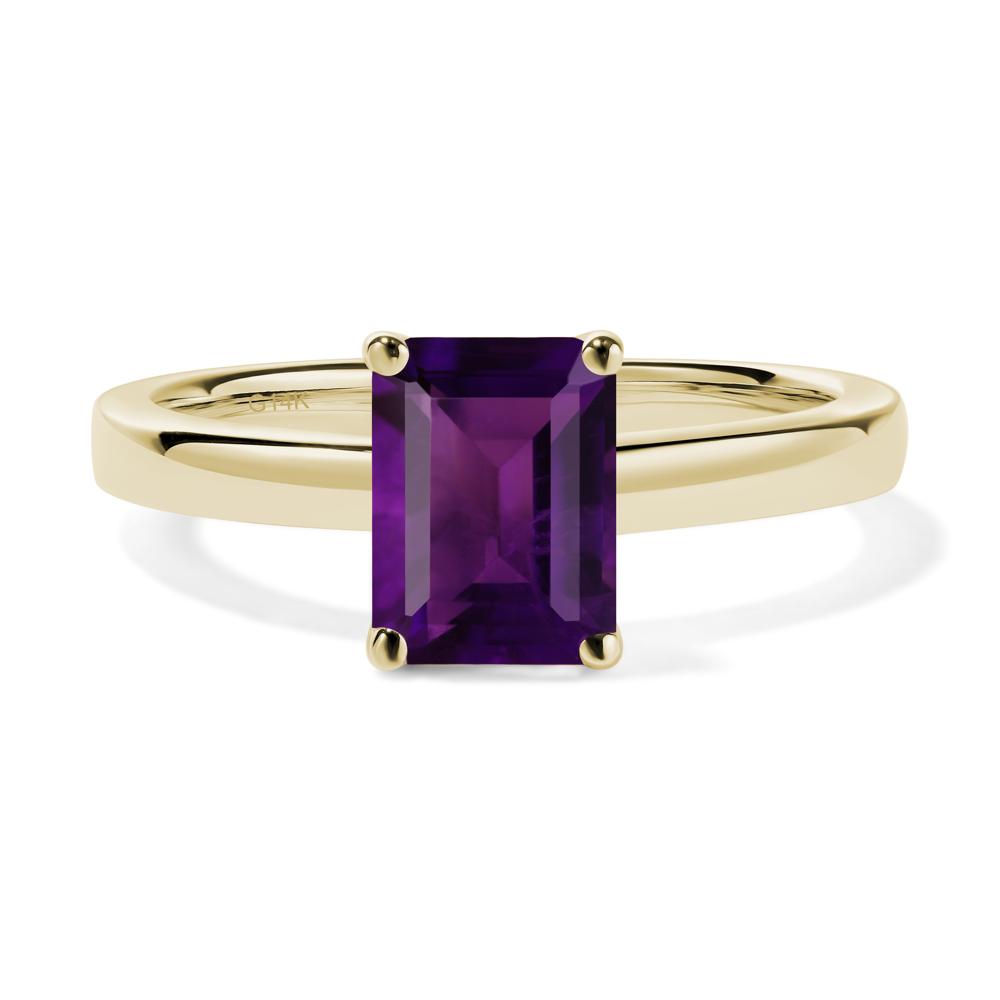Emerald Cut Amethyst Solitaire Engagement Ring - LUO Jewelry #metal_14k yellow gold