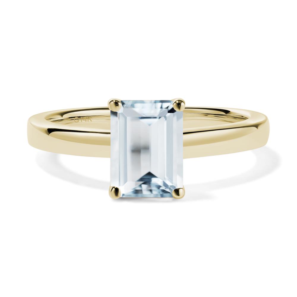 Emerald Cut Aquamarine Solitaire Engagement Ring - LUO Jewelry #metal_14k yellow gold