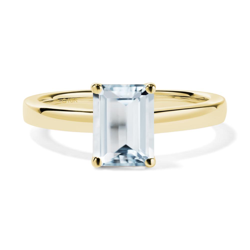 Emerald Cut Aquamarine Solitaire Engagement Ring - LUO Jewelry #metal_18k yellow gold
