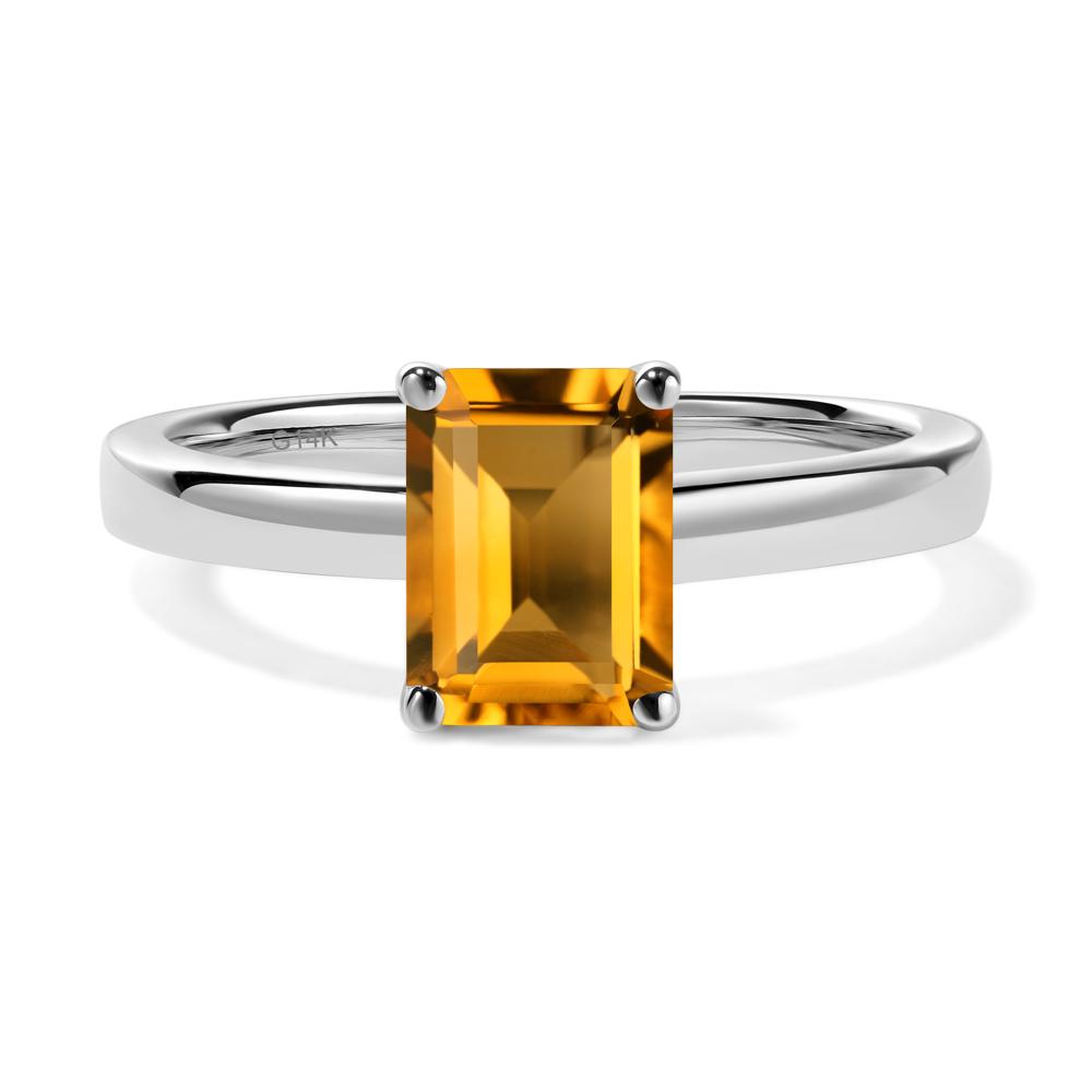 Emerald Cut Citrine Solitaire Engagement Ring - LUO Jewelry #metal_14k white gold