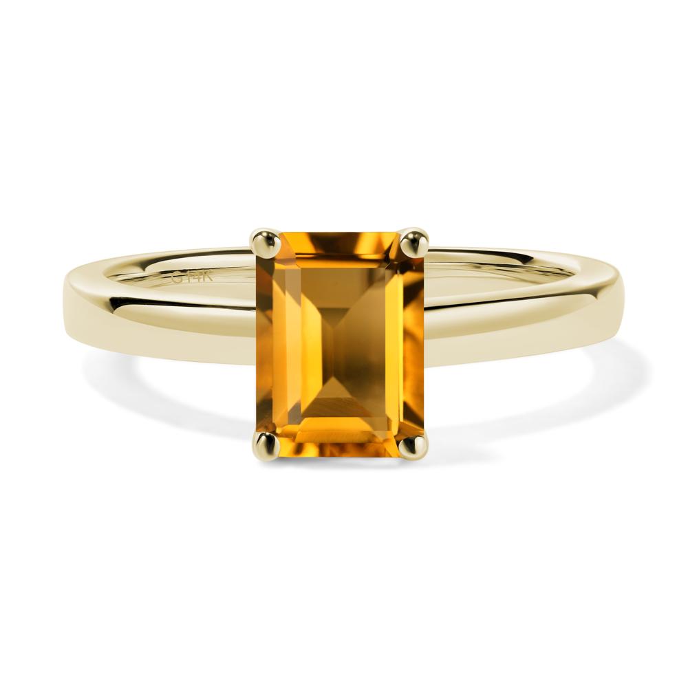 Emerald Cut Citrine Solitaire Engagement Ring - LUO Jewelry #metal_14k yellow gold