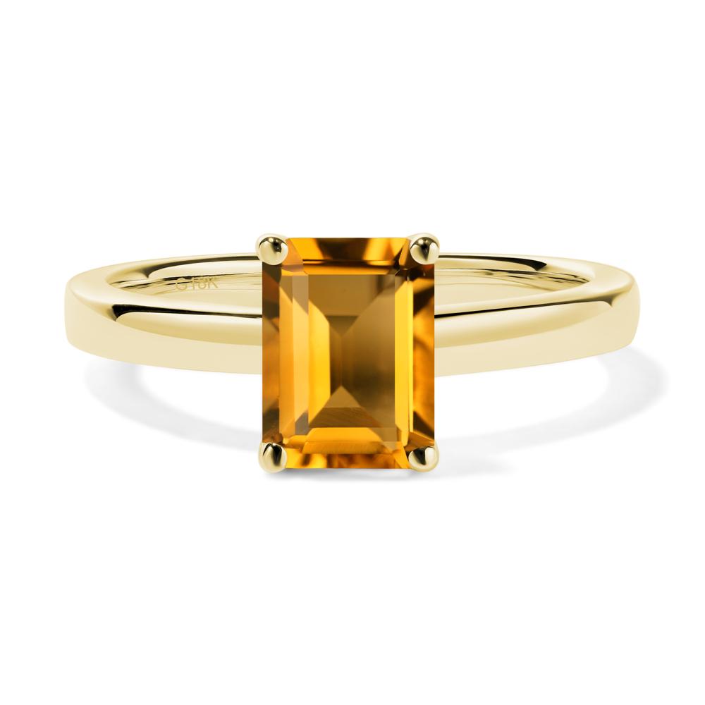 Emerald Cut Citrine Solitaire Engagement Ring - LUO Jewelry #metal_18k yellow gold