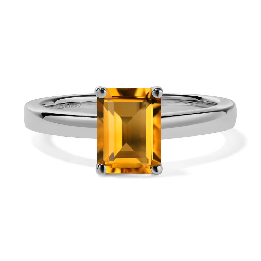 Emerald Cut Citrine Solitaire Engagement Ring - LUO Jewelry #metal_platinum