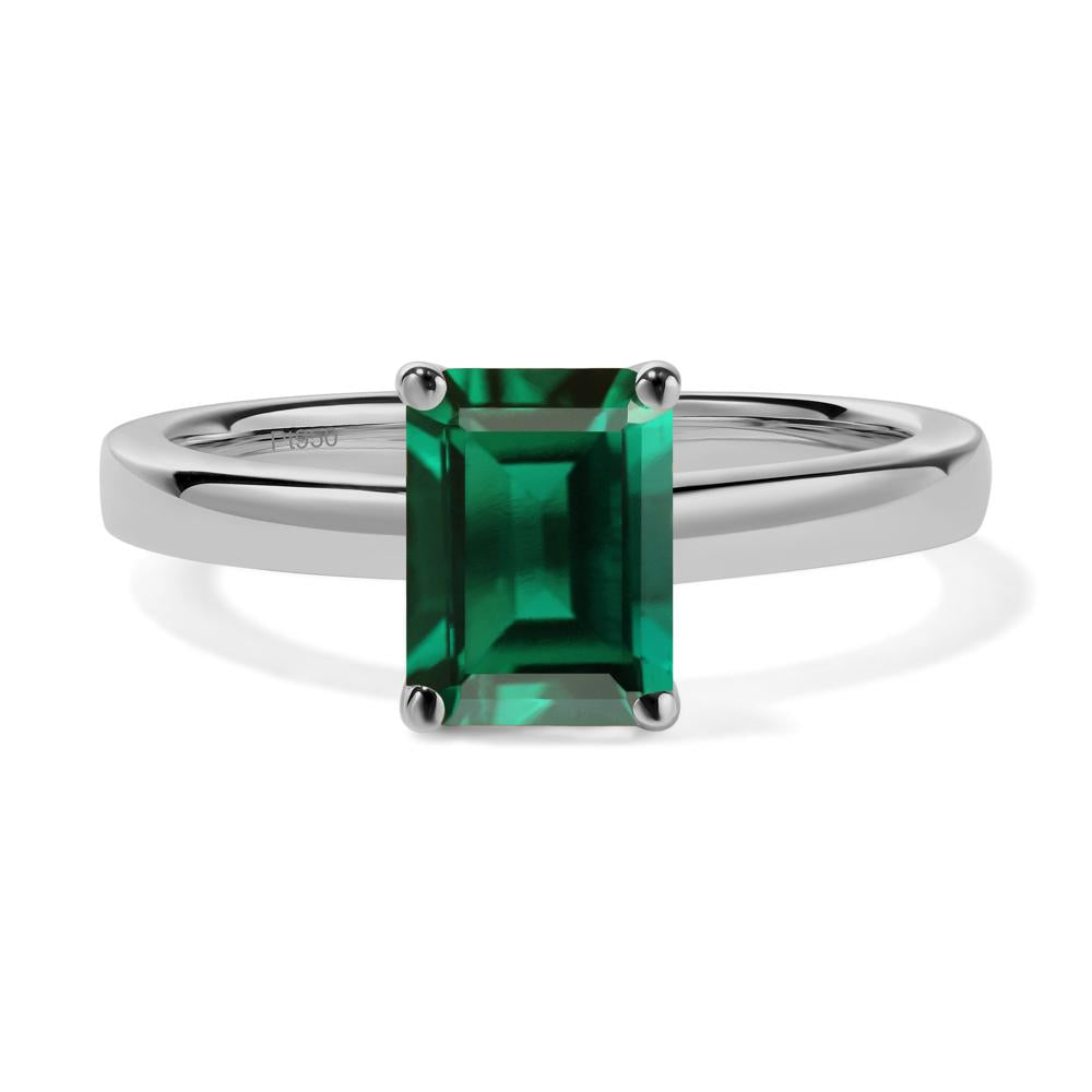 Emerald Cut Lab Grown Emerald Solitaire Engagement Ring - LUO Jewelry #metal_platinum