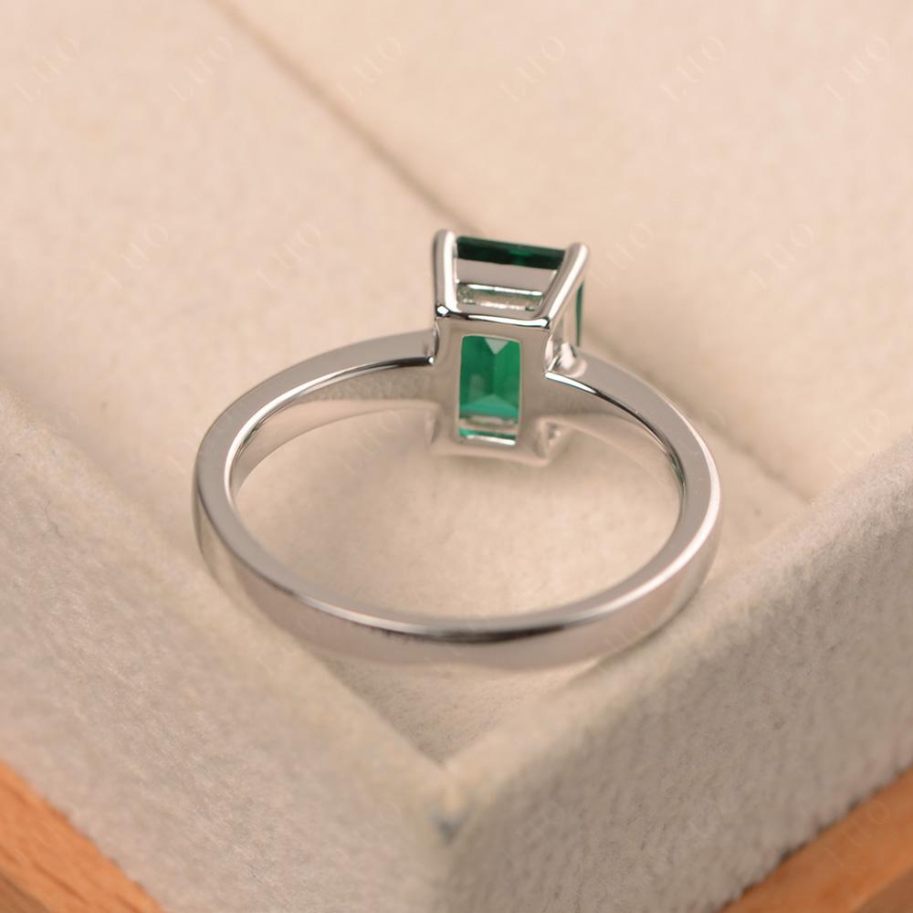 Emerald Cut Lab Grown Emerald Solitaire Engagement Ring - LUO Jewelry