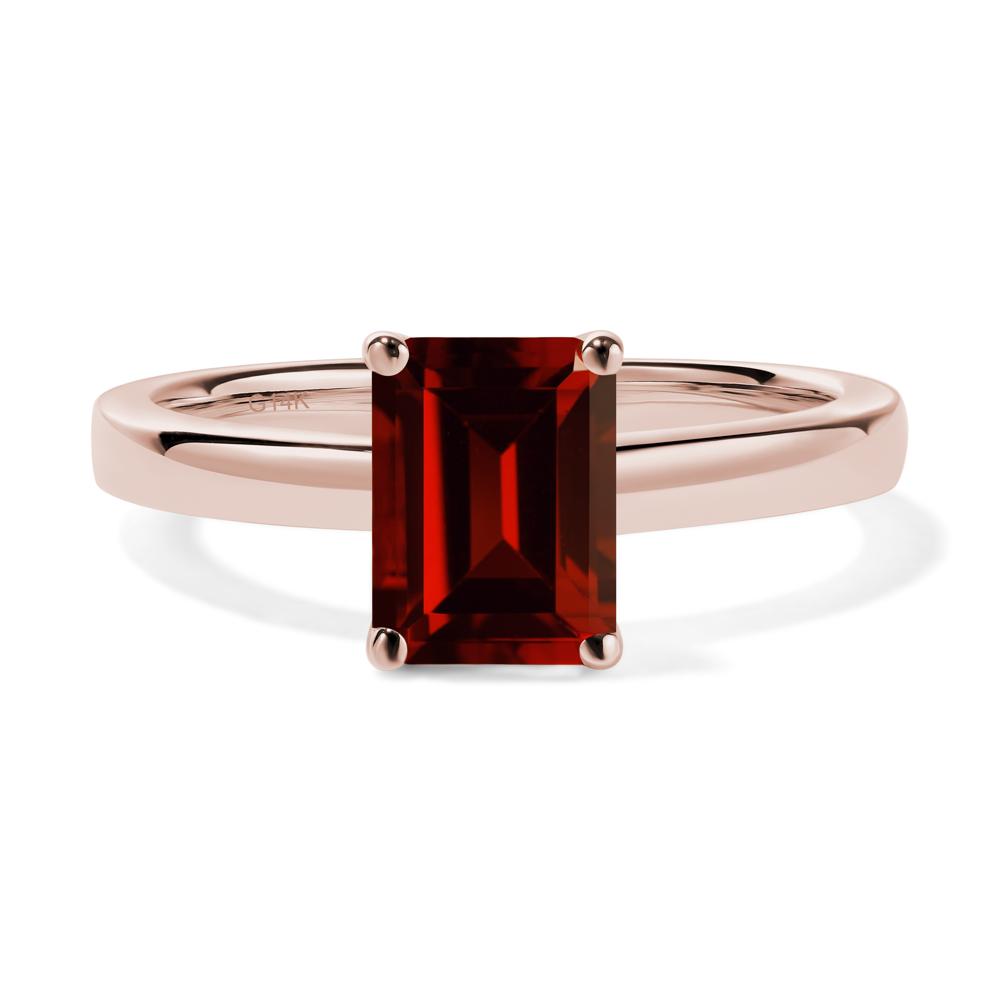 Emerald Cut Garnet Solitaire Engagement Ring - LUO Jewelry #metal_14k rose gold