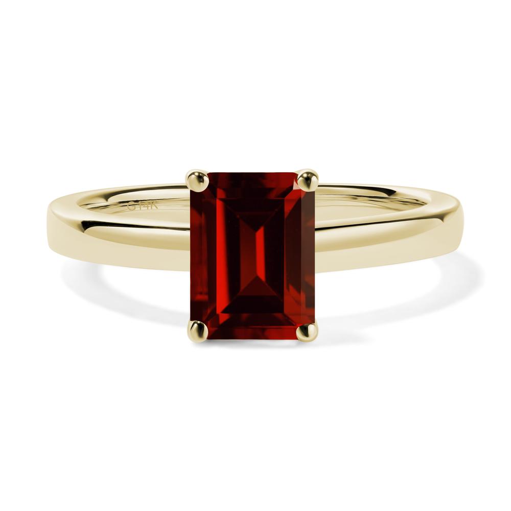 Emerald Cut Garnet Solitaire Engagement Ring - LUO Jewelry #metal_14k yellow gold