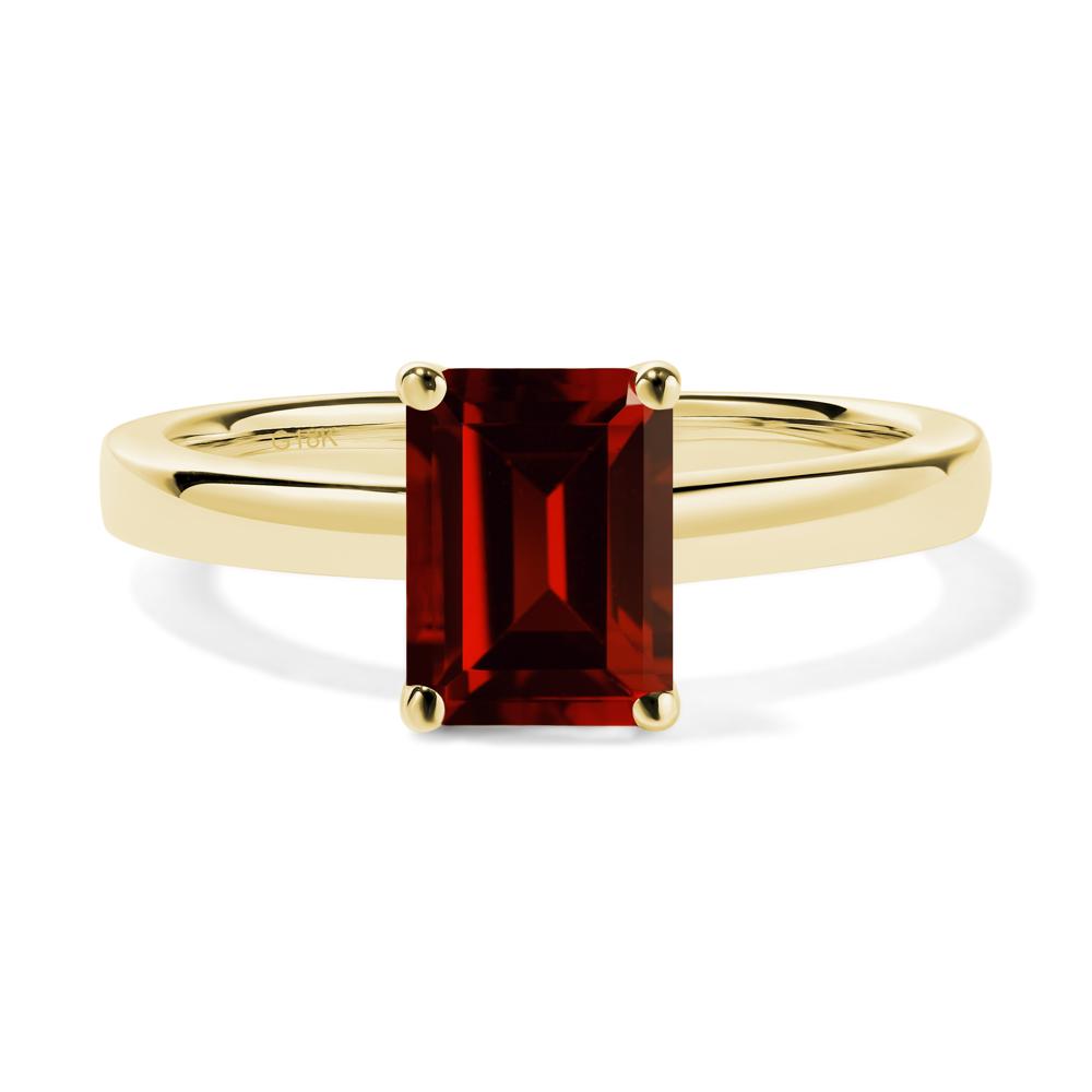 Emerald Cut Garnet Solitaire Engagement Ring - LUO Jewelry #metal_18k yellow gold