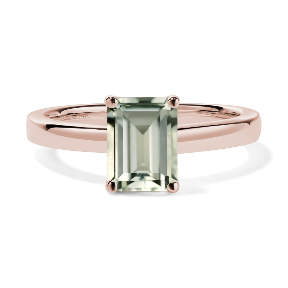 Emerald Cut Green Amethyst Solitaire Engagement Ring - LUO Jewelry #metal_14k rose gold