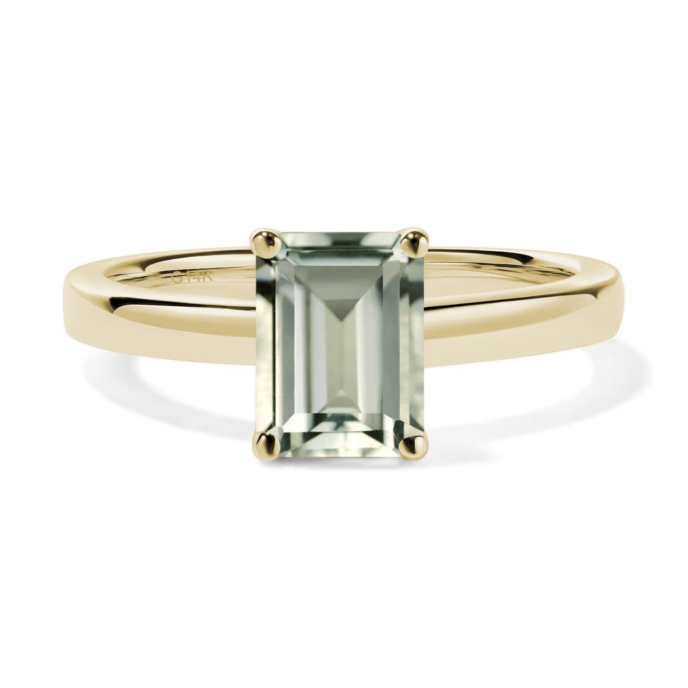 Emerald Cut Green Amethyst Solitaire Engagement Ring - LUO Jewelry #metal_14k yellow gold
