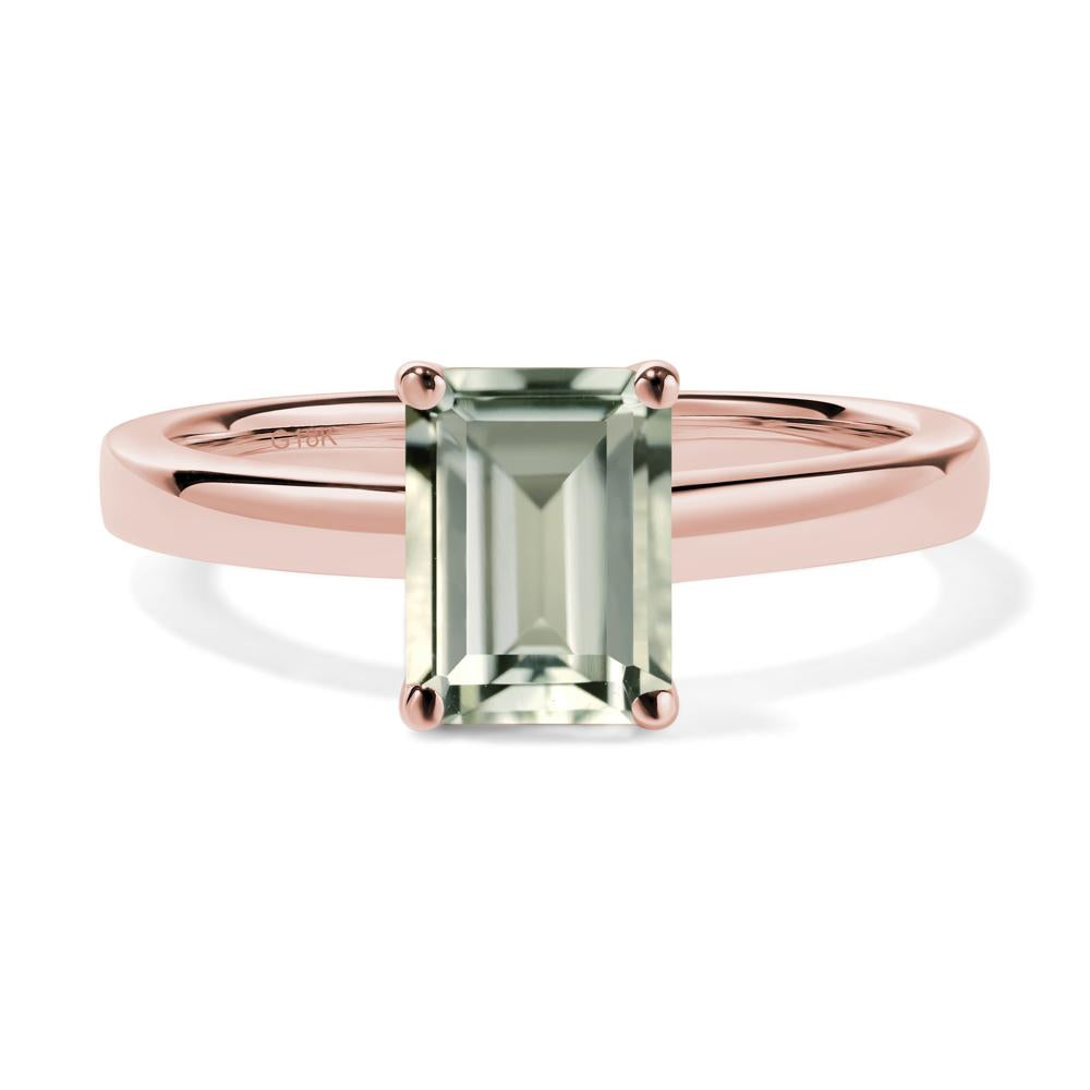Emerald Cut Green Amethyst Solitaire Engagement Ring - LUO Jewelry #metal_18k rose gold