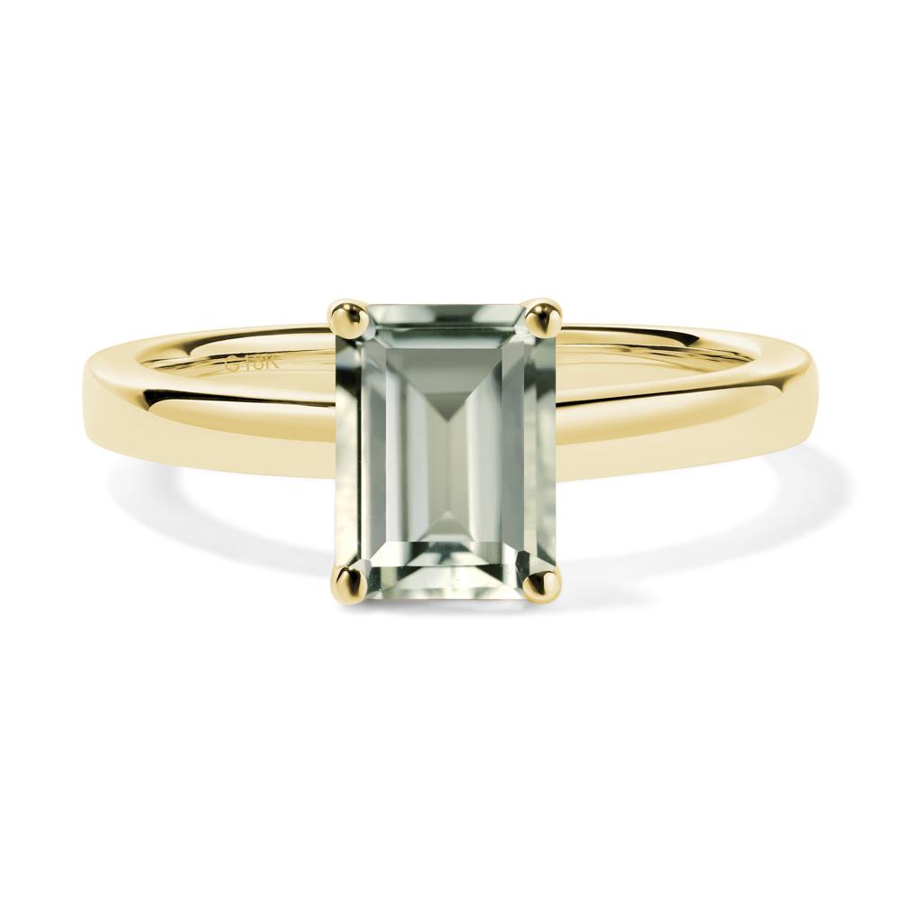 Emerald Cut Green Amethyst Solitaire Engagement Ring - LUO Jewelry #metal_18k yellow gold
