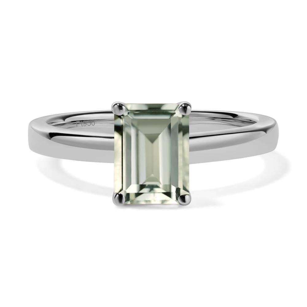 Emerald Cut Green Amethyst Solitaire Engagement Ring - LUO Jewelry #metal_platinum