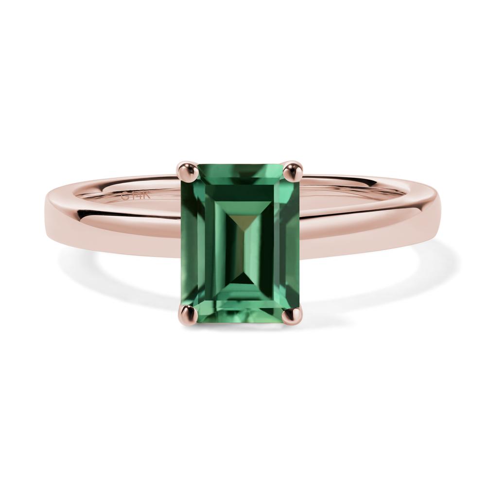 Emerald Cut Green Sapphire Solitaire Engagement Ring - LUO Jewelry #metal_14k rose gold