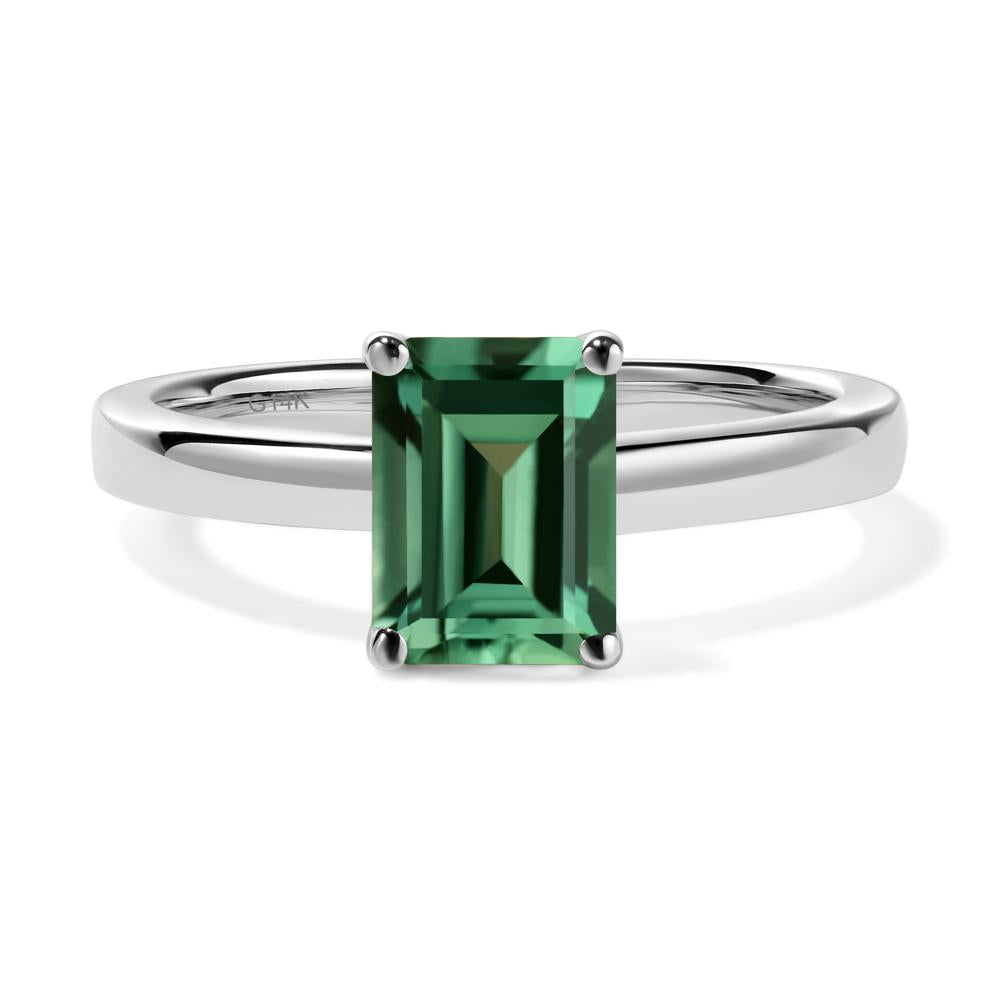 Emerald Cut Green Sapphire Solitaire Engagement Ring - LUO Jewelry #metal_14k white gold