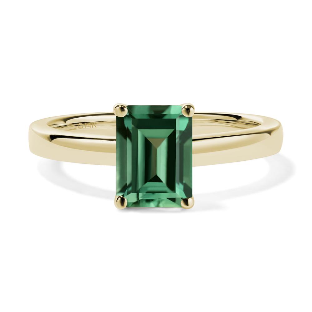 Emerald Cut Green Sapphire Solitaire Engagement Ring - LUO Jewelry #metal_14k yellow gold