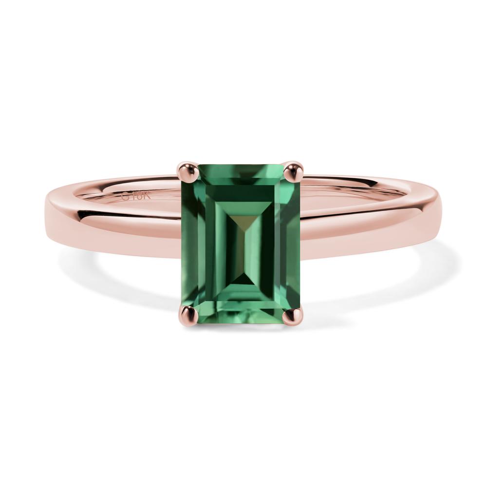 Emerald Cut Green Sapphire Solitaire Engagement Ring - LUO Jewelry #metal_18k rose gold