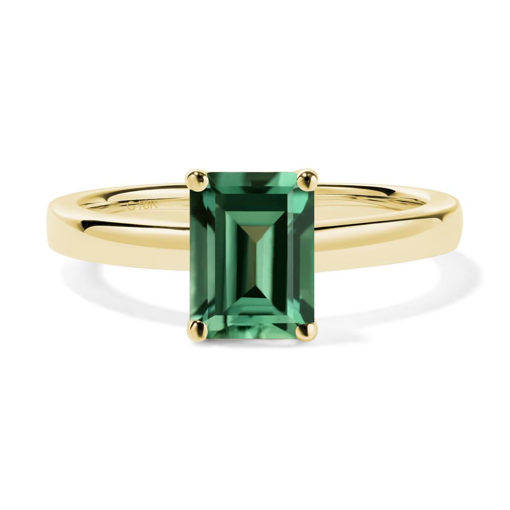 Emerald Cut Green Sapphire Solitaire Engagement Ring - LUO Jewelry #metal_18k yellow gold