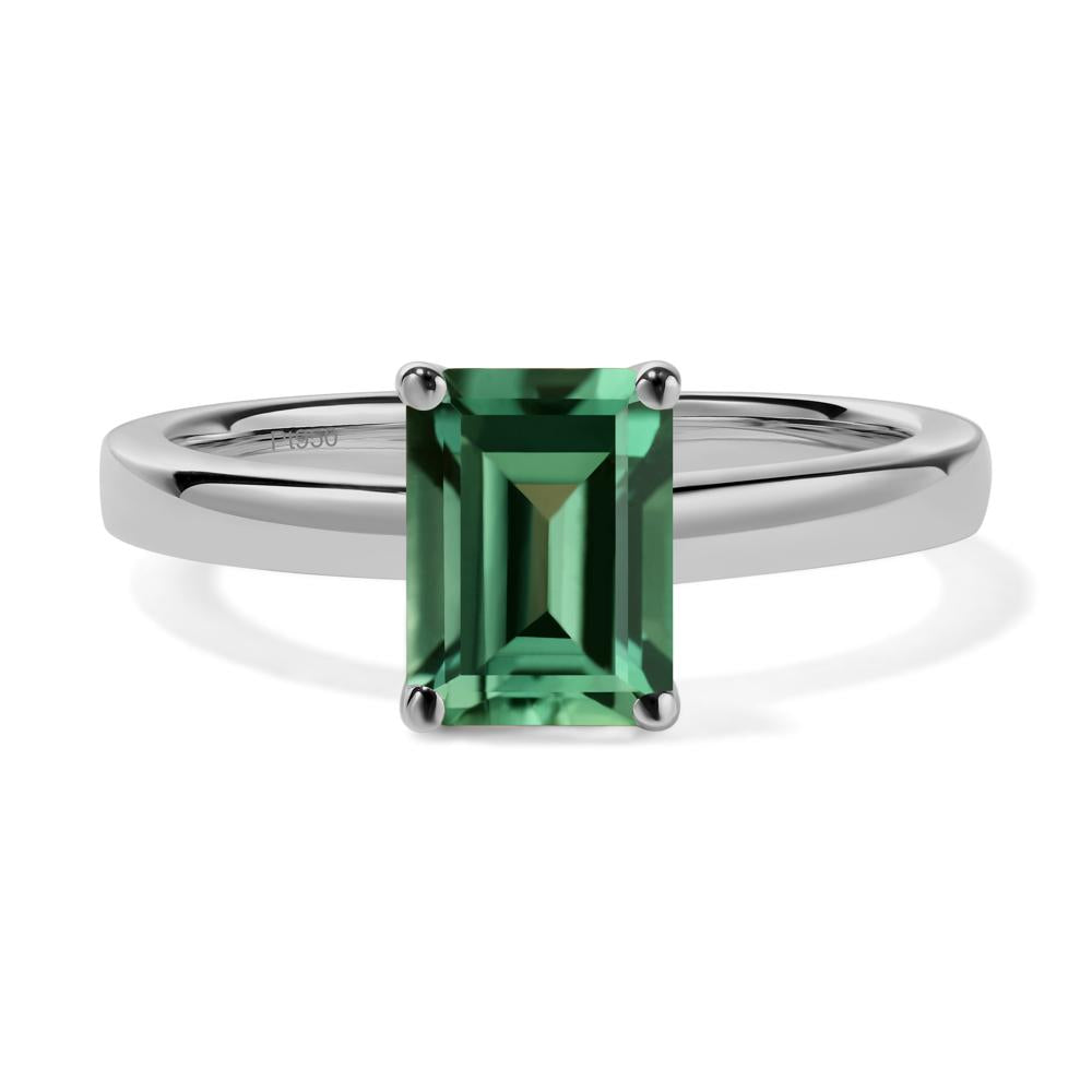 Emerald Cut Green Sapphire Solitaire Engagement Ring - LUO Jewelry #metal_platinum