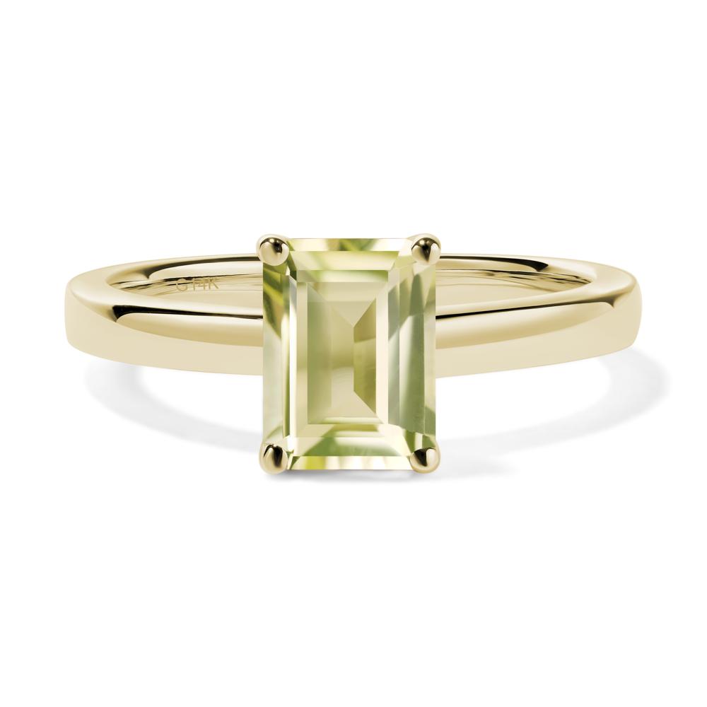 Emerald Cut Lemon Quartz Solitaire Engagement Ring - LUO Jewelry #metal_14k yellow gold