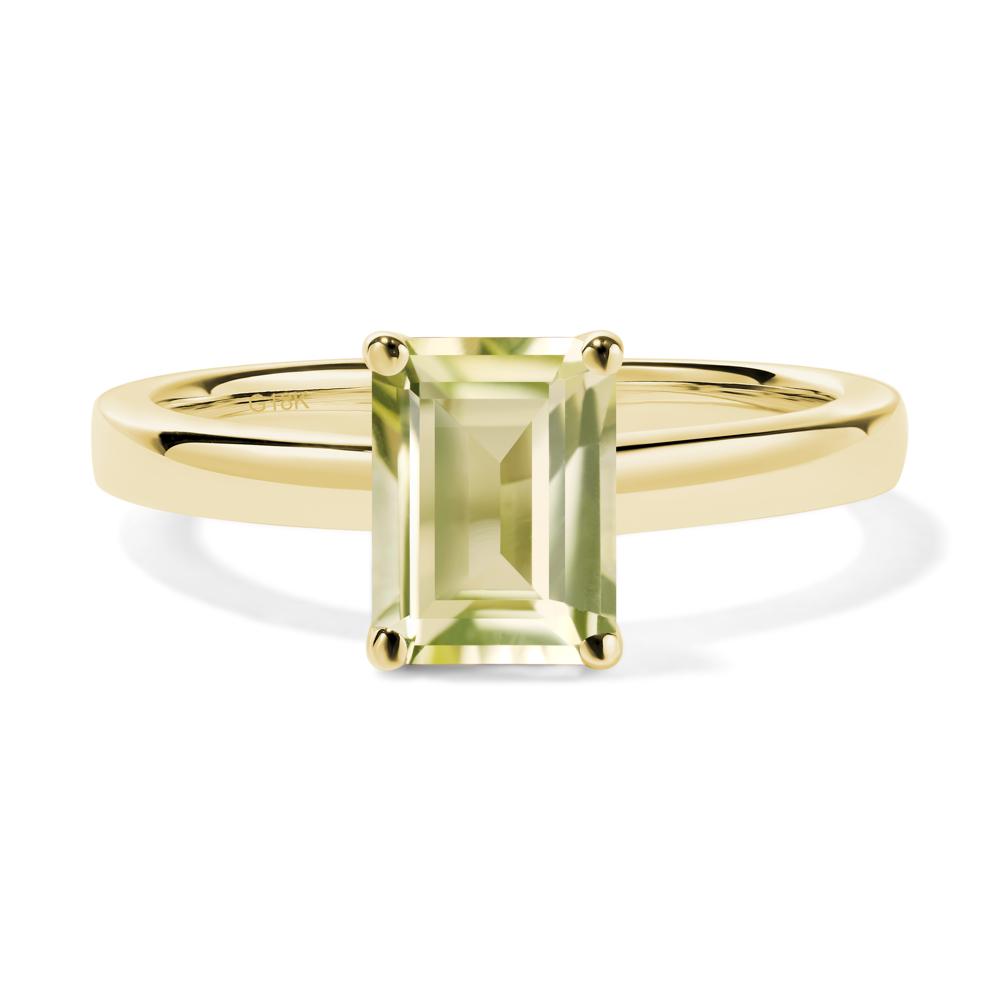 Emerald Cut Lemon Quartz Solitaire Engagement Ring - LUO Jewelry #metal_18k yellow gold