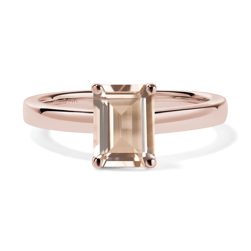 Emerald Cut Morganite Solitaire Engagement Ring - LUO Jewelry #metal_14k rose gold