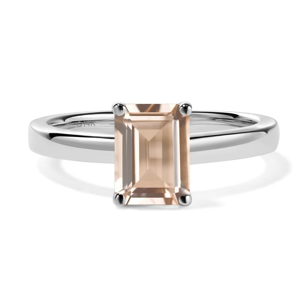 Emerald Cut Morganite Solitaire Engagement Ring - LUO Jewelry #metal_14k white gold