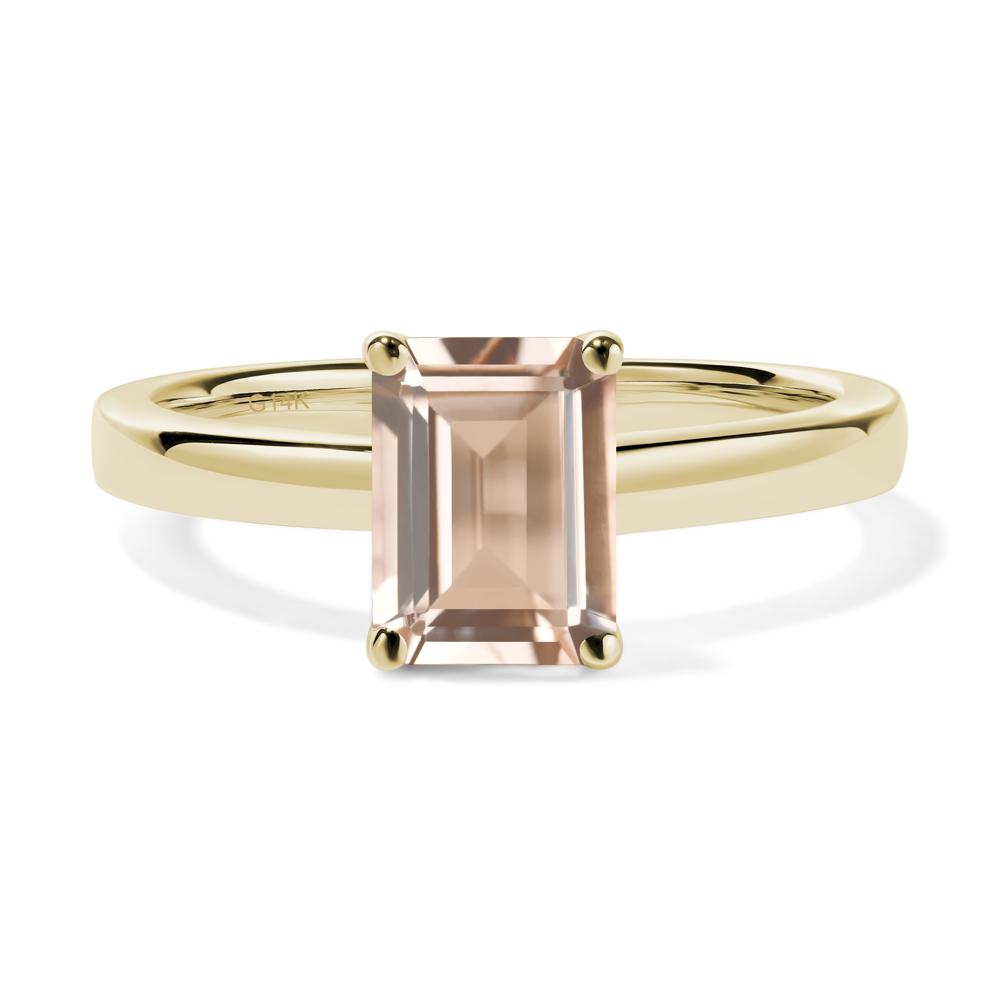 Emerald Cut Morganite Solitaire Engagement Ring - LUO Jewelry #metal_14k yellow gold