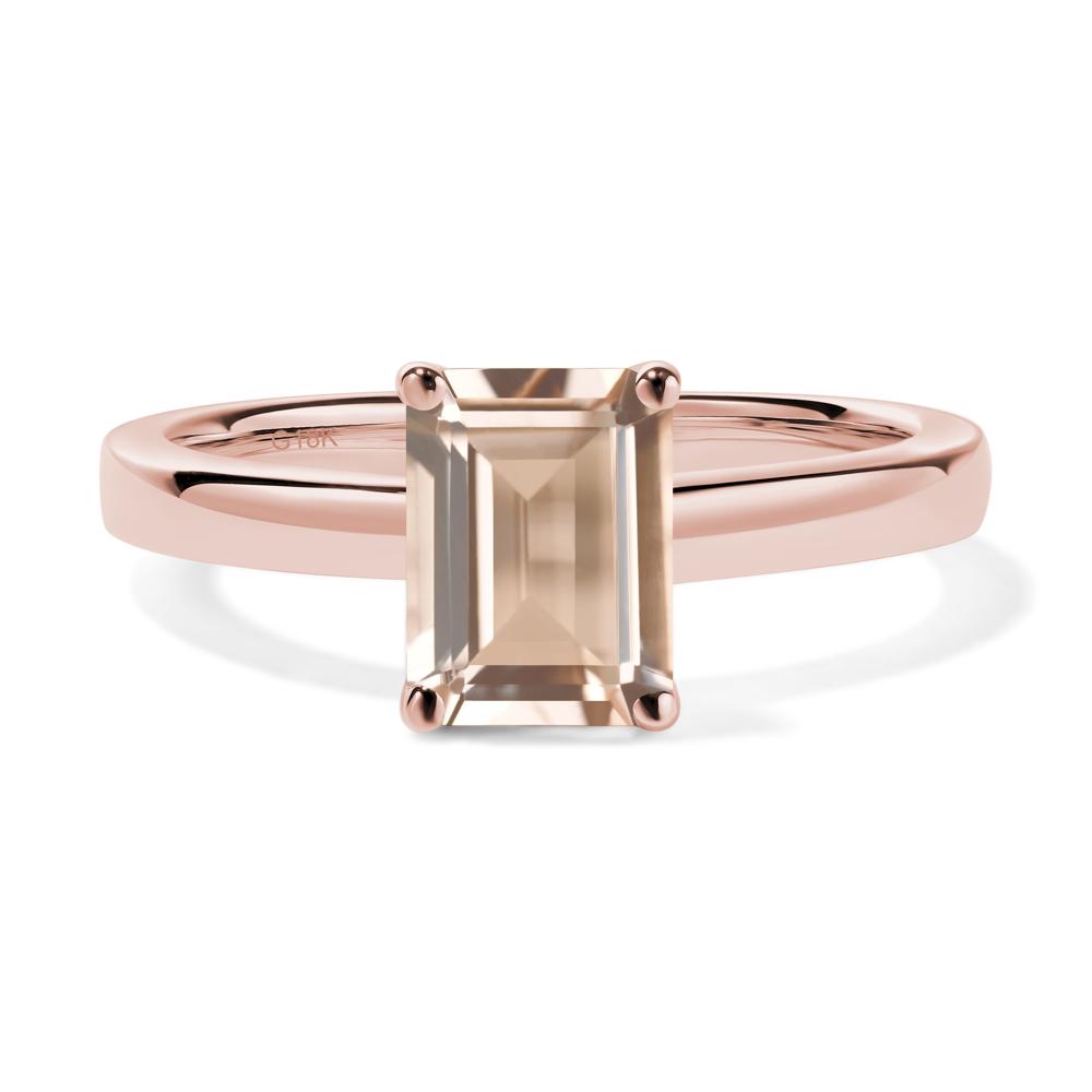Emerald Cut Morganite Solitaire Engagement Ring - LUO Jewelry #metal_18k rose gold