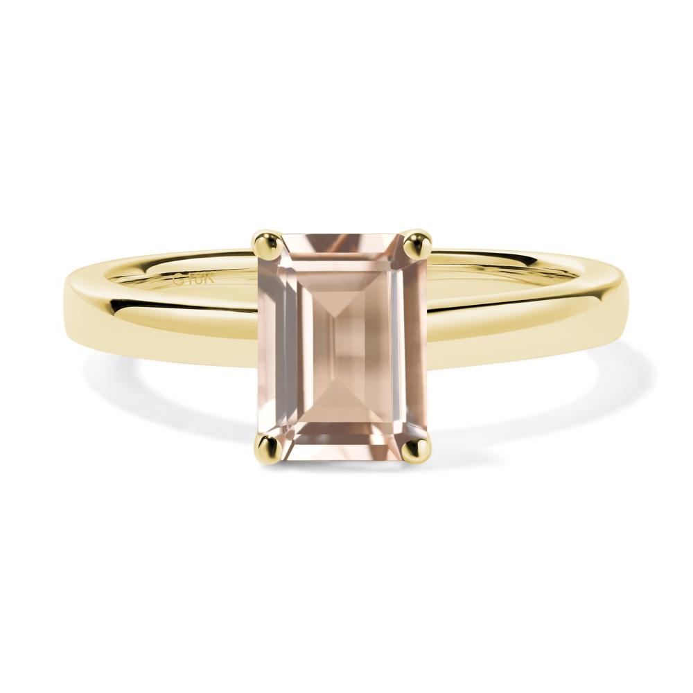 Emerald Cut Morganite Solitaire Engagement Ring - LUO Jewelry #metal_18k yellow gold