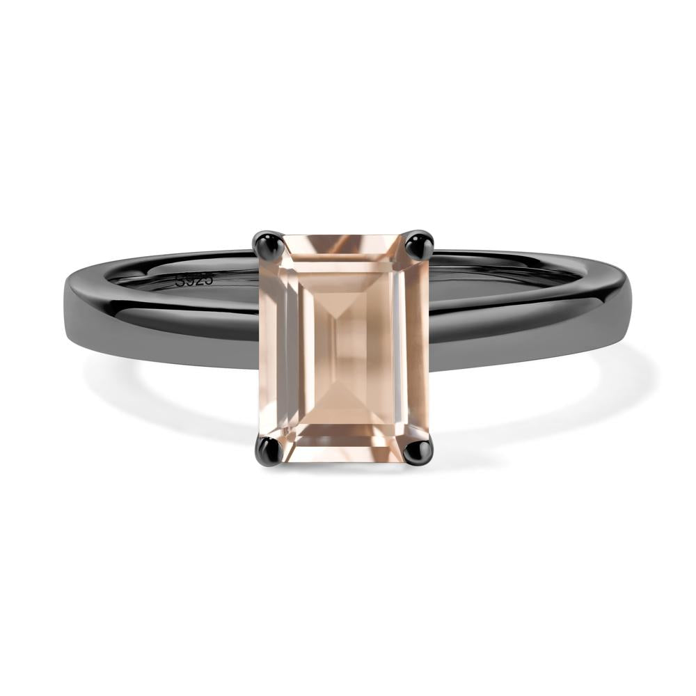 Emerald Cut Morganite Solitaire Engagement Ring - LUO Jewelry #metal_black finish sterling silver