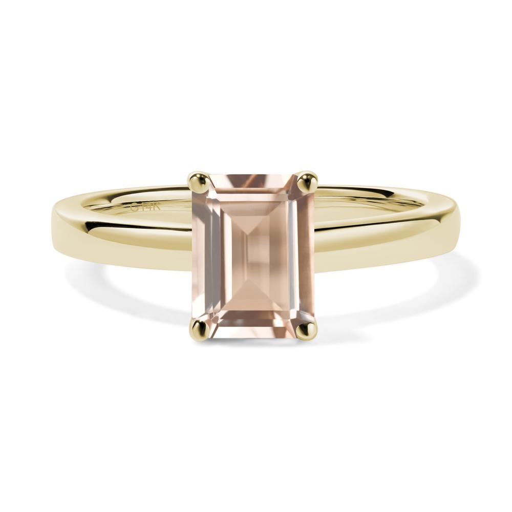 Morganite Plain Band Solitaire Engagement Ring - LUO Jewelry #metal_14k yellow gold