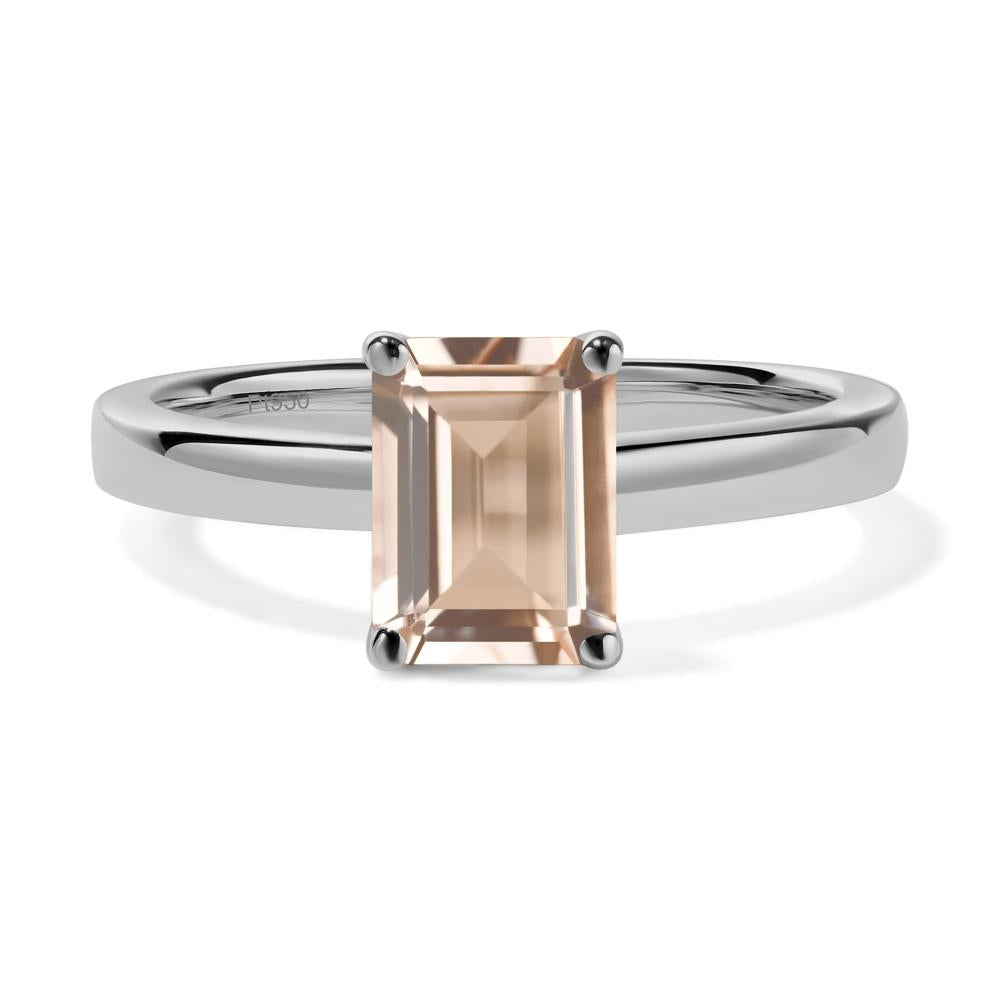 Emerald Cut Morganite Solitaire Engagement Ring - LUO Jewelry #metal_platinum
