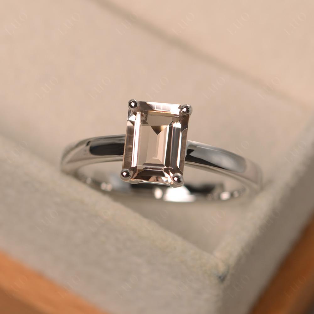 Emerald Cut Morganite Solitaire Engagement Ring - LUO Jewelry