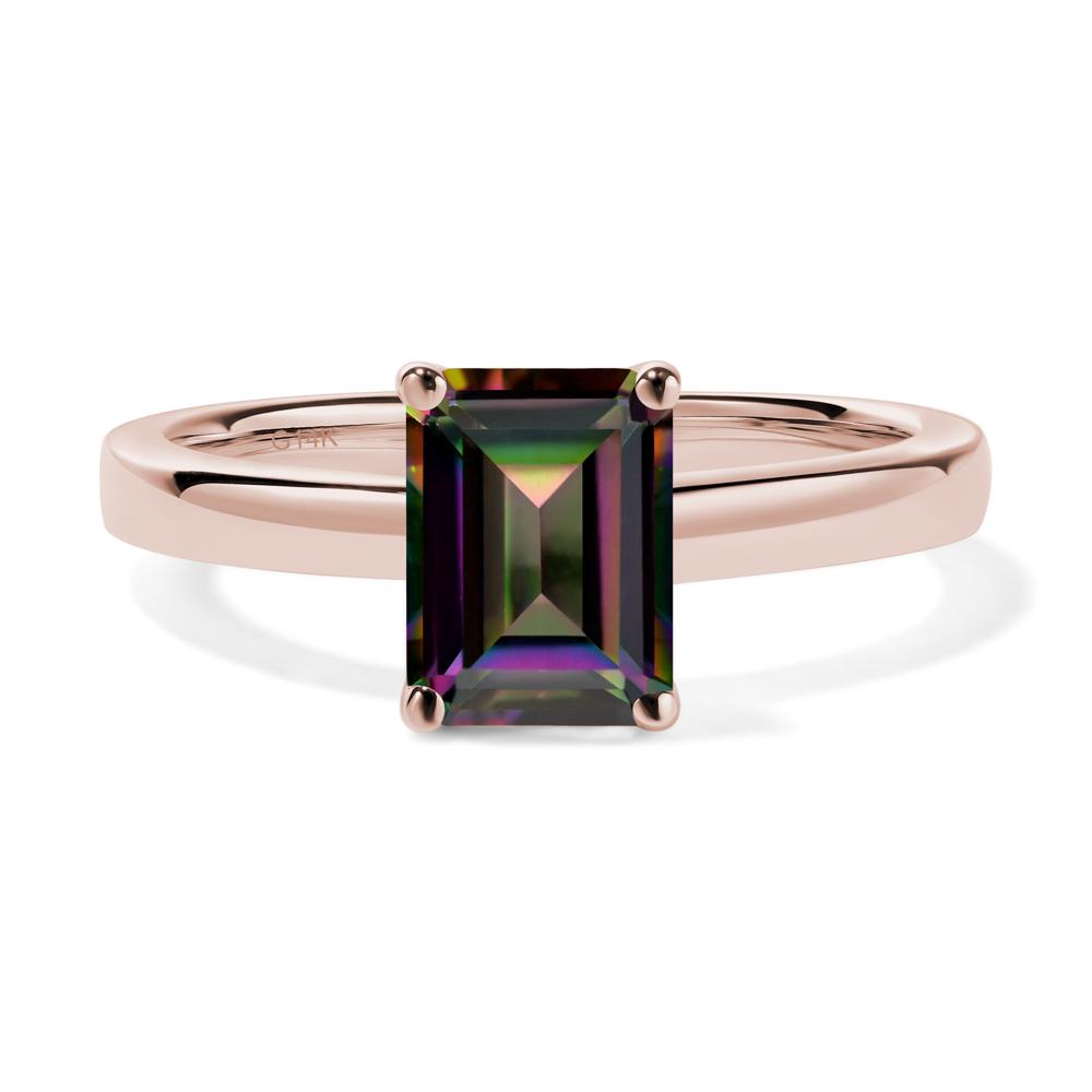 Emerald Cut Mystic Topaz Solitaire Engagement Ring - LUO Jewelry #metal_14k rose gold