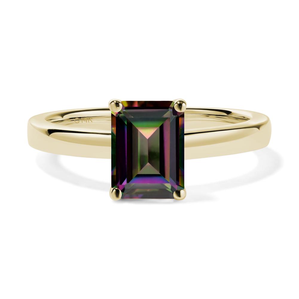 Emerald Cut Mystic Topaz Solitaire Engagement Ring - LUO Jewelry #metal_14k yellow gold