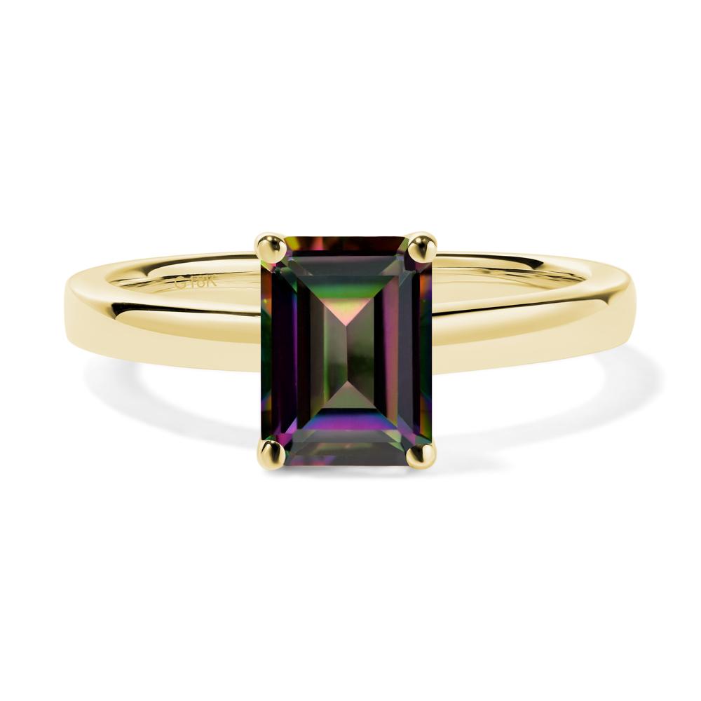 Emerald Cut Mystic Topaz Solitaire Engagement Ring - LUO Jewelry #metal_18k yellow gold