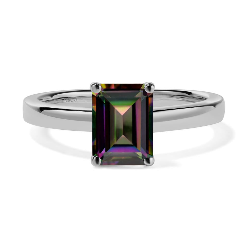 Emerald Cut Mystic Topaz Solitaire Engagement Ring - LUO Jewelry #metal_platinum