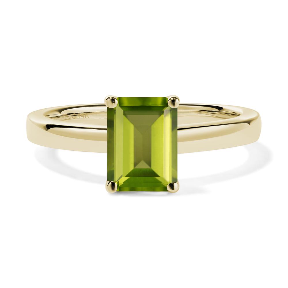 Emerald Cut Peridot Solitaire Engagement Ring - LUO Jewelry #metal_14k yellow gold