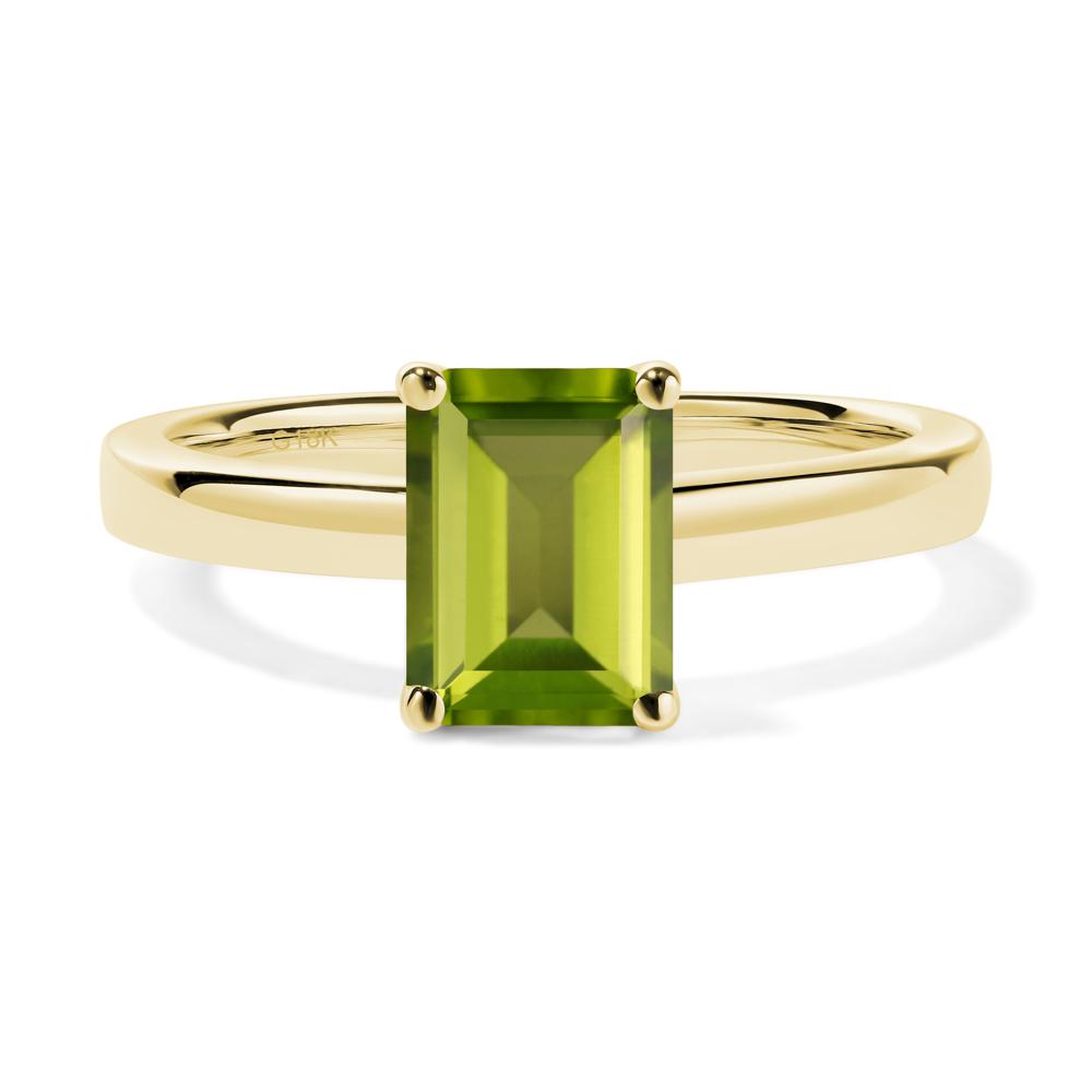 Emerald Cut Peridot Solitaire Engagement Ring - LUO Jewelry #metal_18k yellow gold