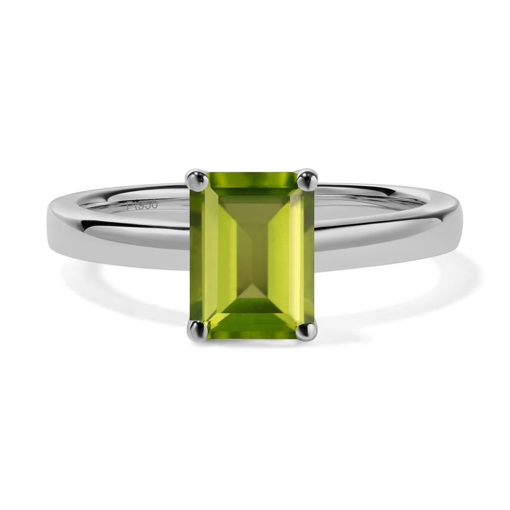 Emerald Cut Peridot Solitaire Engagement Ring - LUO Jewelry #metal_platinum