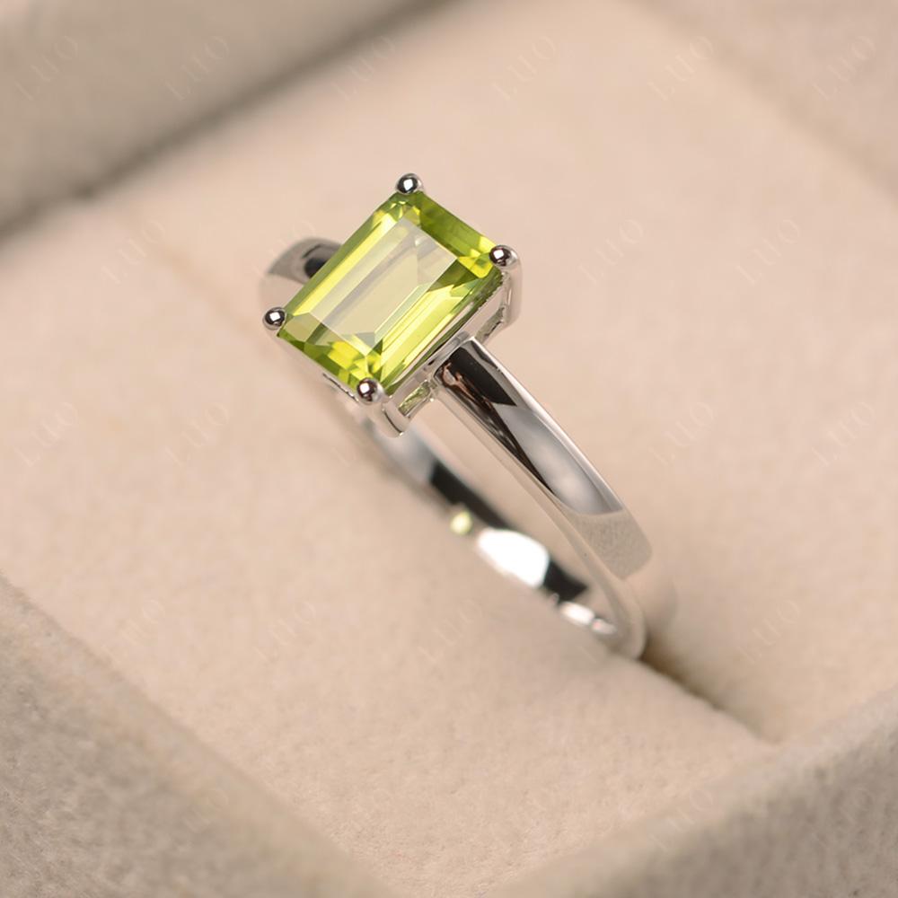 Emerald Cut Peridot Solitaire Engagement Ring - LUO Jewelry