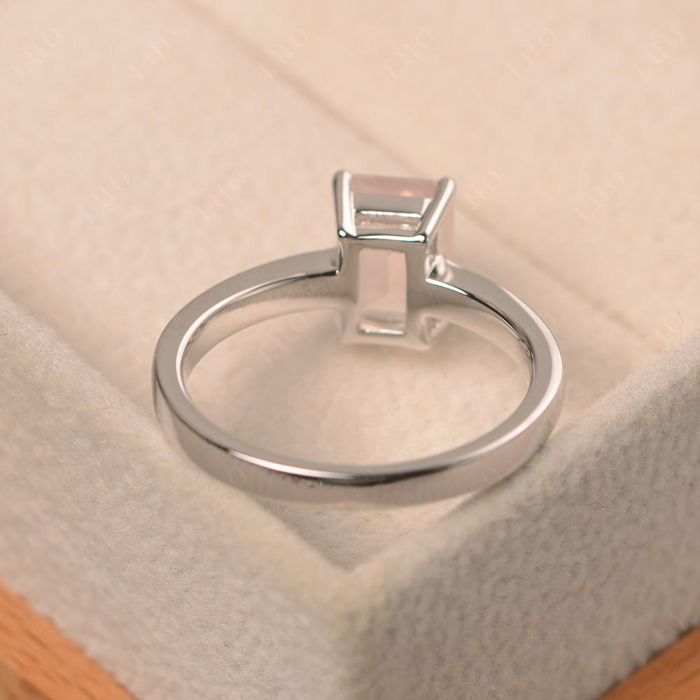 Emerald Cut Rose Quartz Solitaire Engagement Ring - LUO Jewelry
