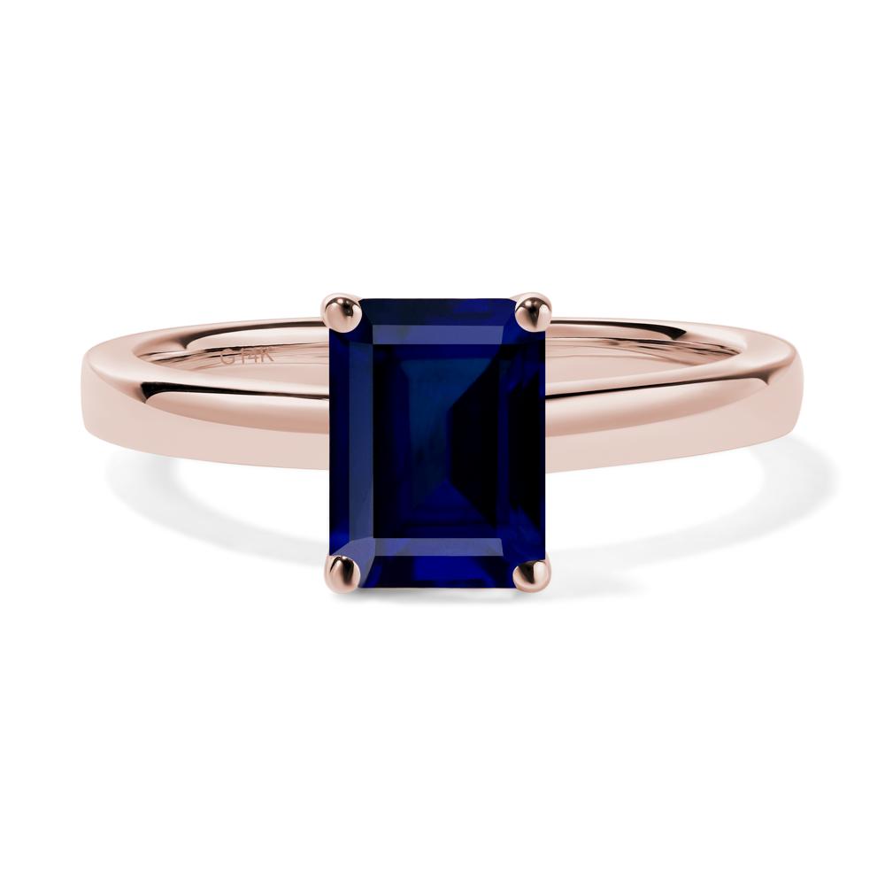 Emerald Cut Sapphire Solitaire Engagement Ring - LUO Jewelry #metal_14k rose gold