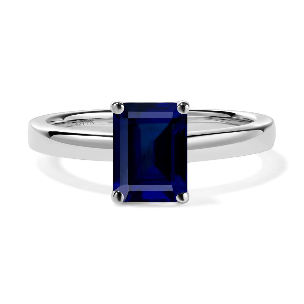 Emerald Cut Sapphire Solitaire Engagement Ring - LUO Jewelry #metal_14k white gold