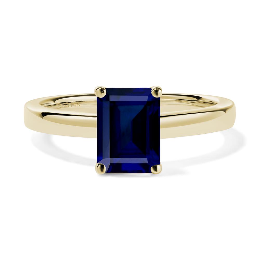 Emerald Cut Sapphire Solitaire Engagement Ring - LUO Jewelry #metal_14k yellow gold