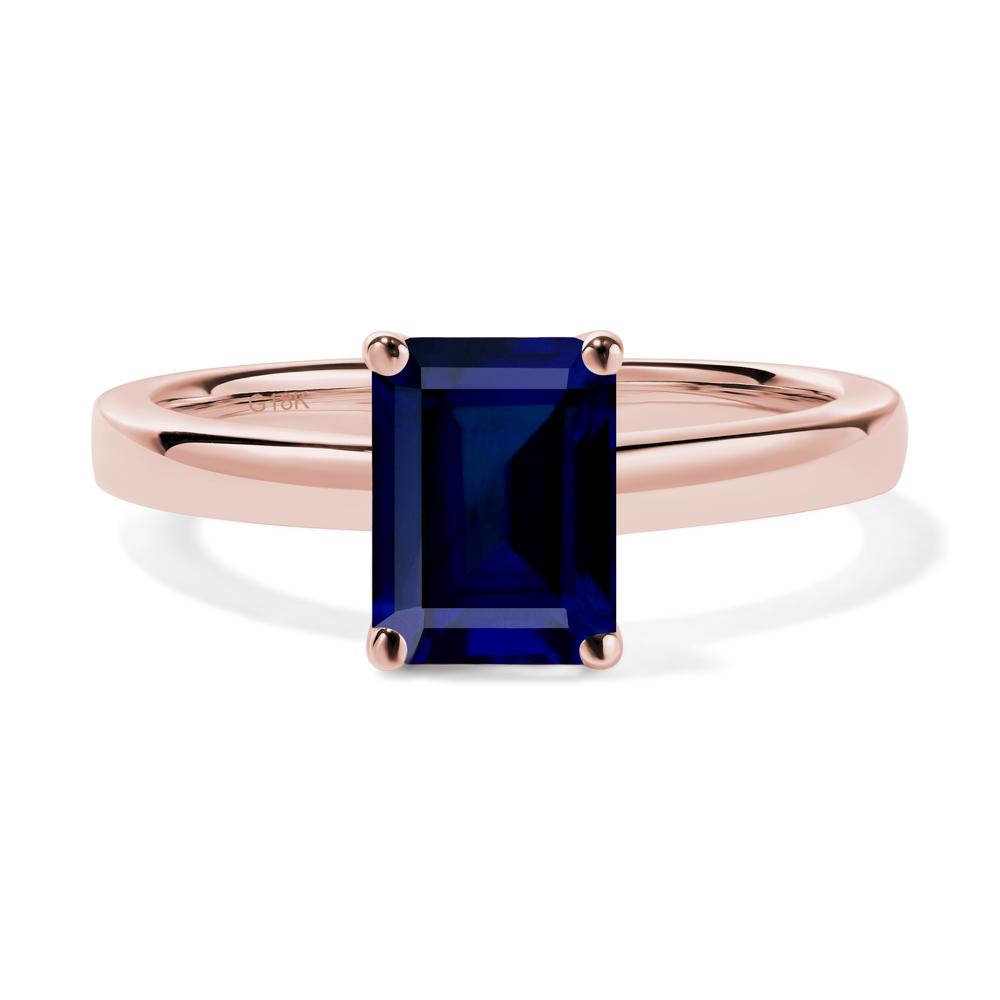Emerald Cut Sapphire Solitaire Engagement Ring - LUO Jewelry #metal_18k rose gold
