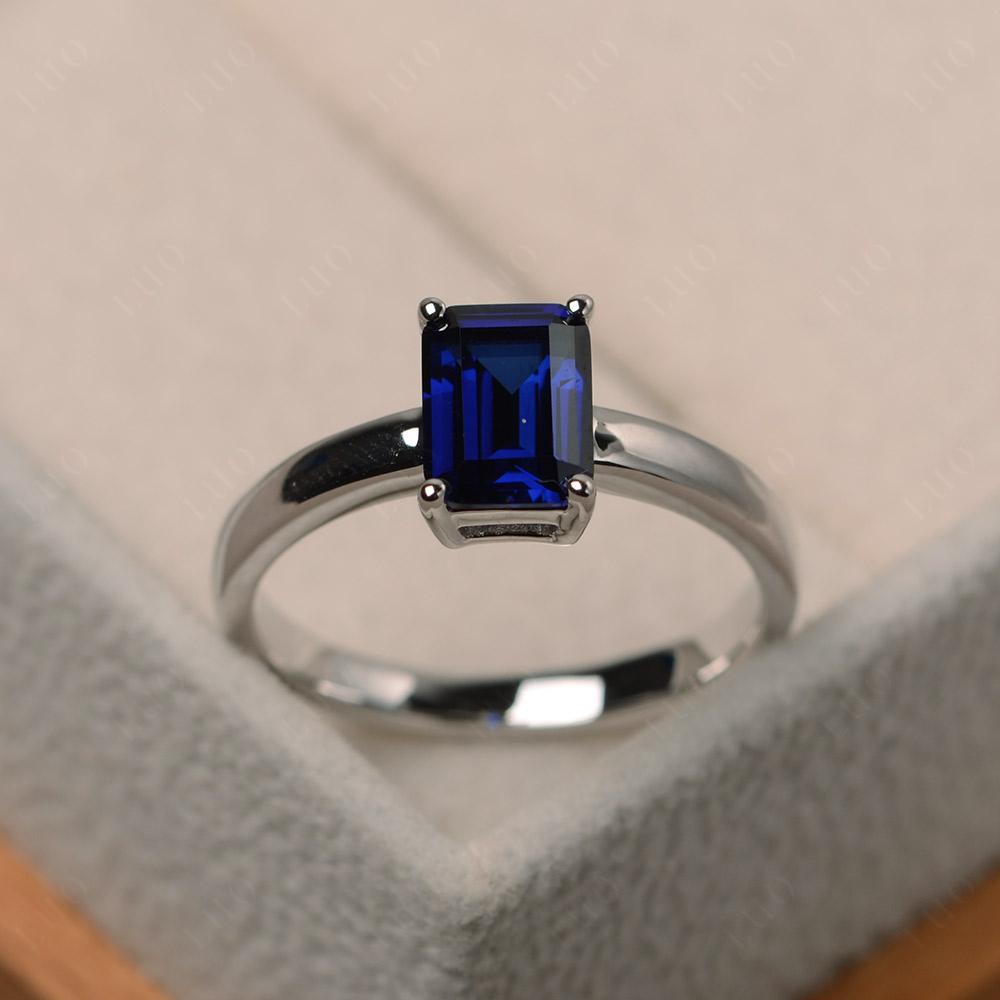 Emerald Cut Sapphire Solitaire Engagement Ring - LUO Jewelry